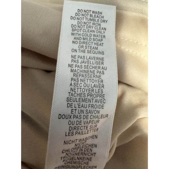 Adrianna Papell Sequin Dress 6 Champagne Bronze Pewter Wedding Party Cruise - Picture 14 of 16